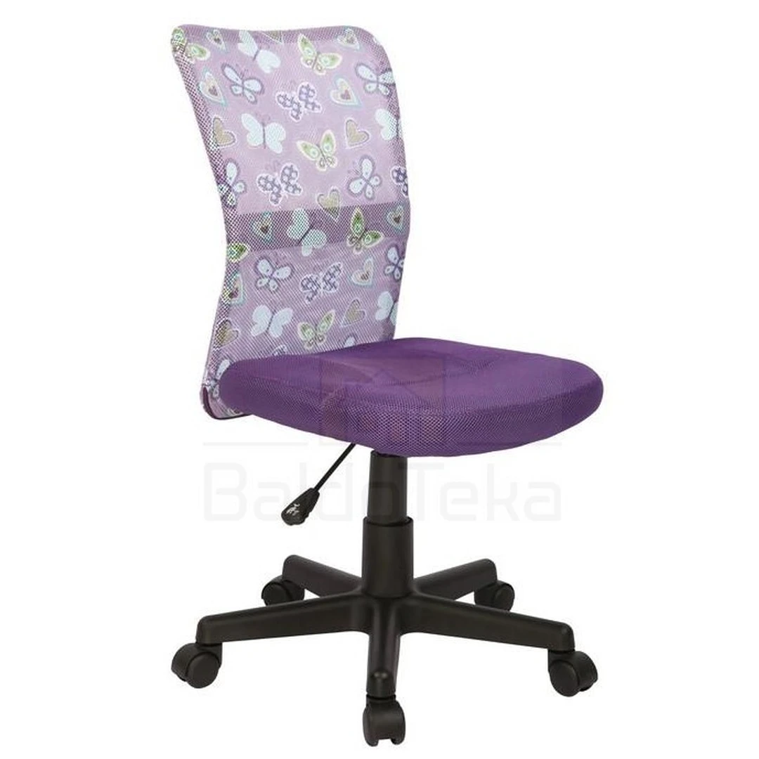 Violetinė kėdė su reguliuojamu aukščiu ir minkštu atlošu