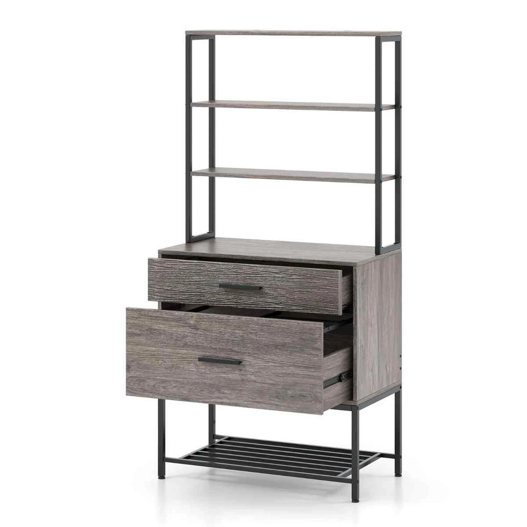 Dokumentų spinta 75x40x156cm pilka/juoda