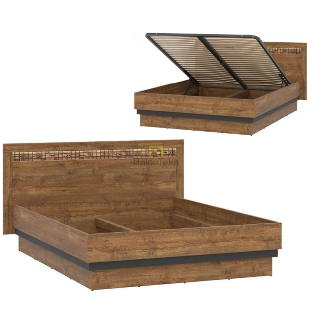 Moderni lova su grotelėmis ir patalynės dėže