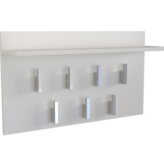 Stilinga balta kabyklė su 7 kabliukais ir patogia lentyna