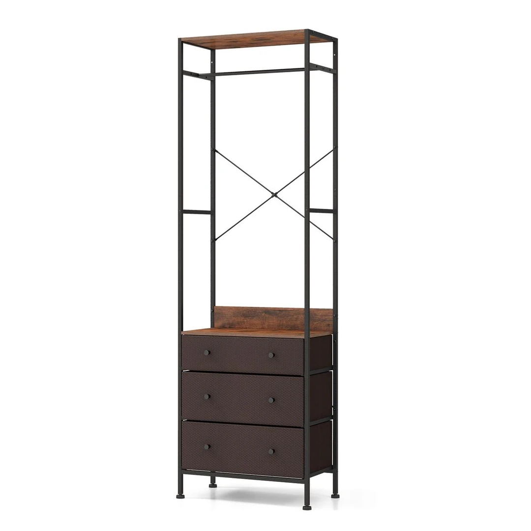 Drabužių kabykla 55x28x176cm., rudos spalvos - Rūbų kabyklos