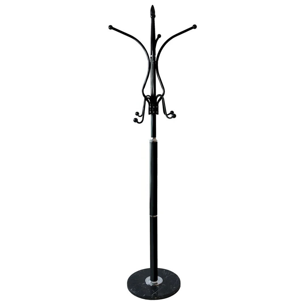 Moderni juoda drabužių kabykla su 8 kabliukais