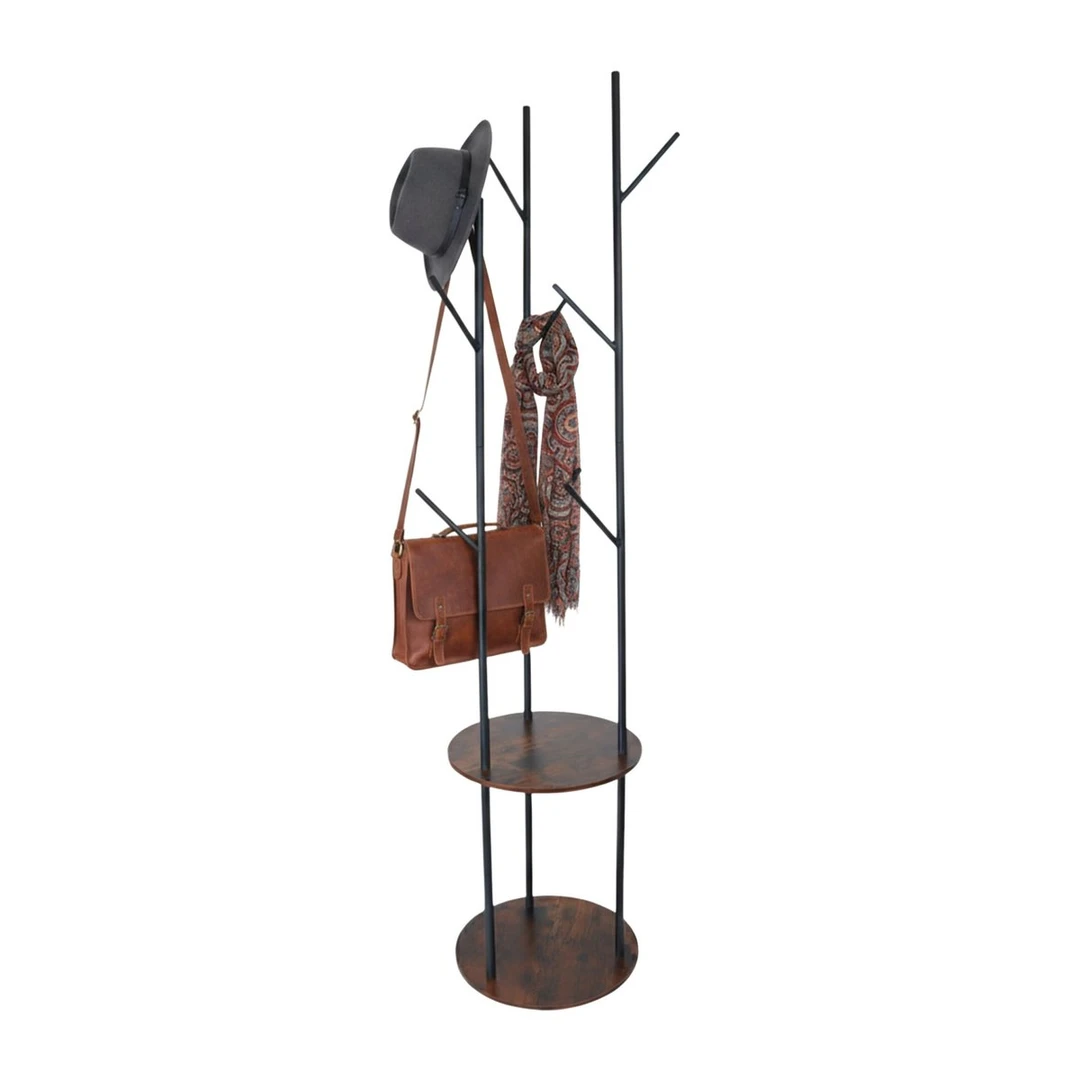 Drabužių kabykla Relaxdays, 8 kabliukai, 2 lentynos, 40 × 175 × 40 cm - Rūbų kabyklos