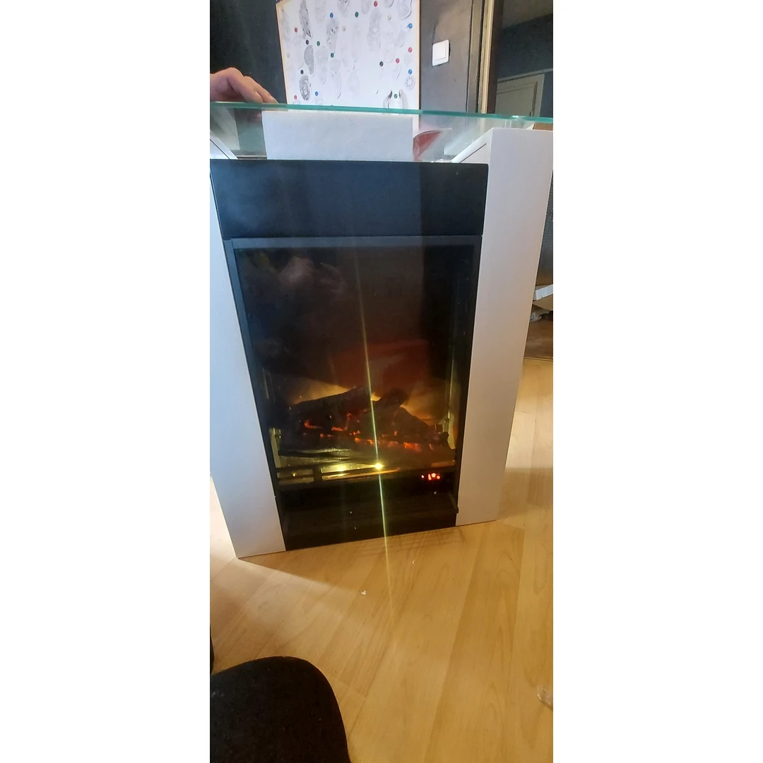 Stylish White Electric Fireplace Heater with Remote Control