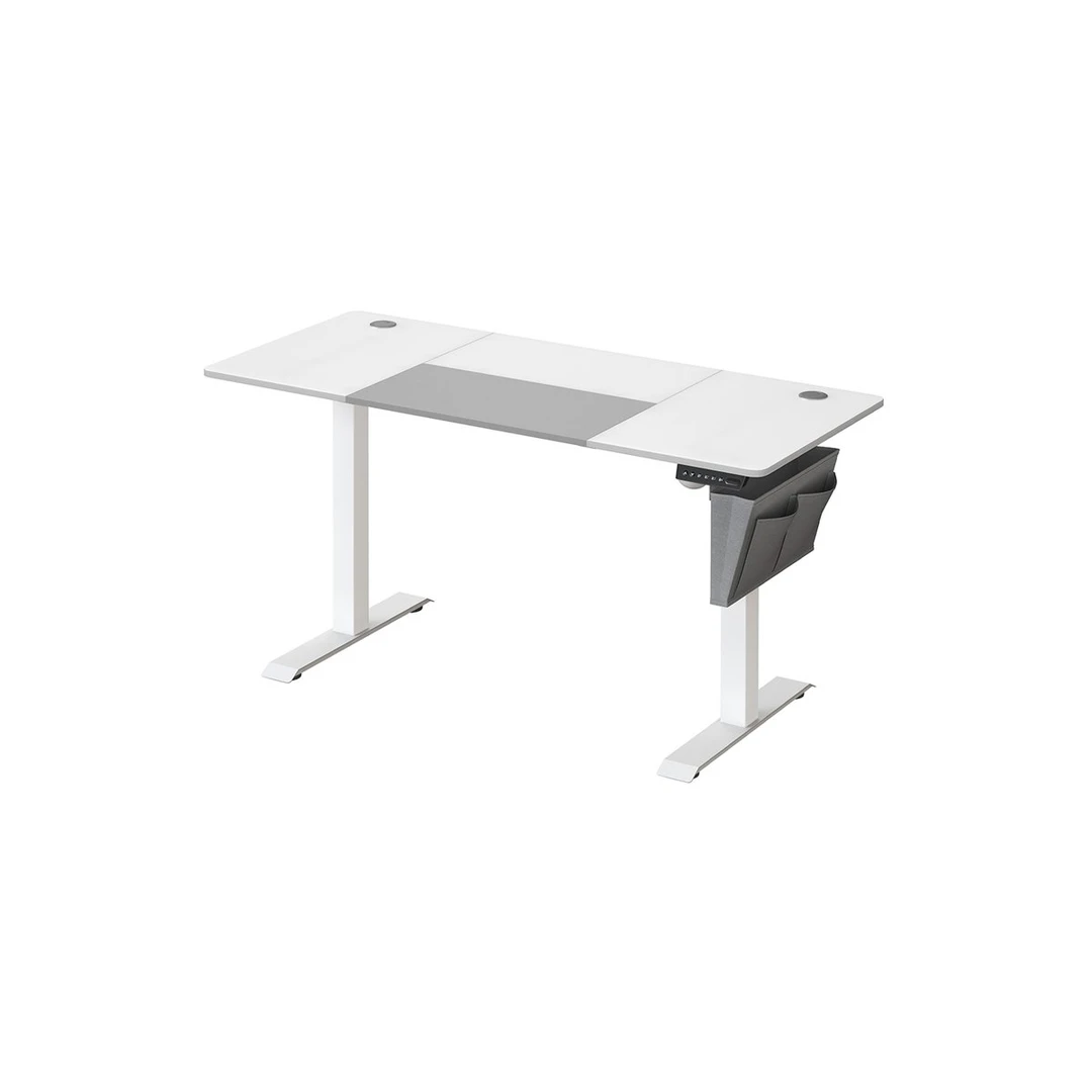 Elektrinis reguliuojamo aukščio rašomasis stalas 60x140x120cm., baltos/pilkos spalvos - Darbo stalai