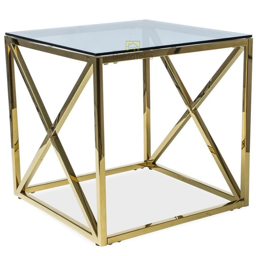 Modernus stiklinis stalas su auksiniu metalu