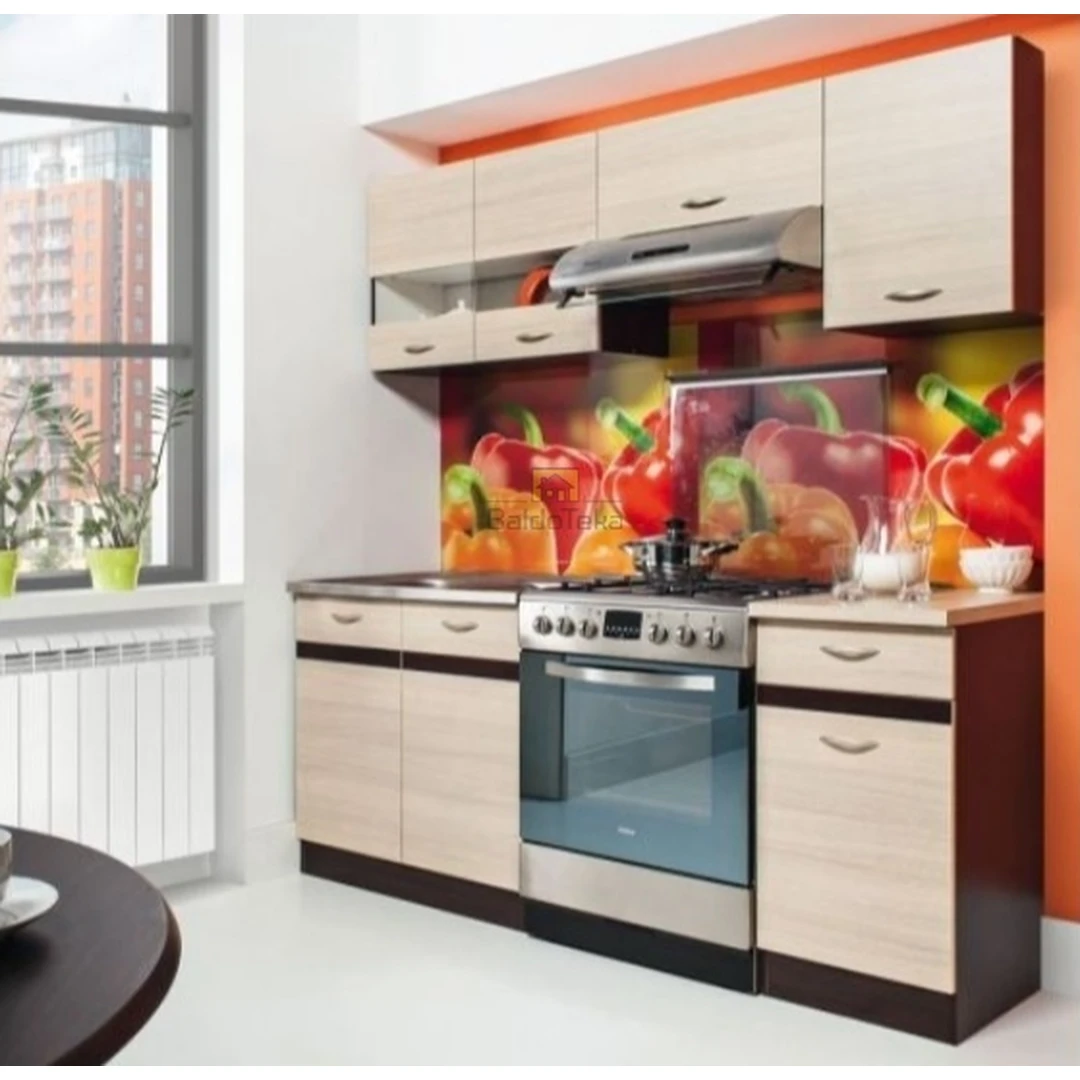 Moderni virtuvės spinta 180 cm su Rijeka šviesi ir Ąžuolo vengė spalvomis