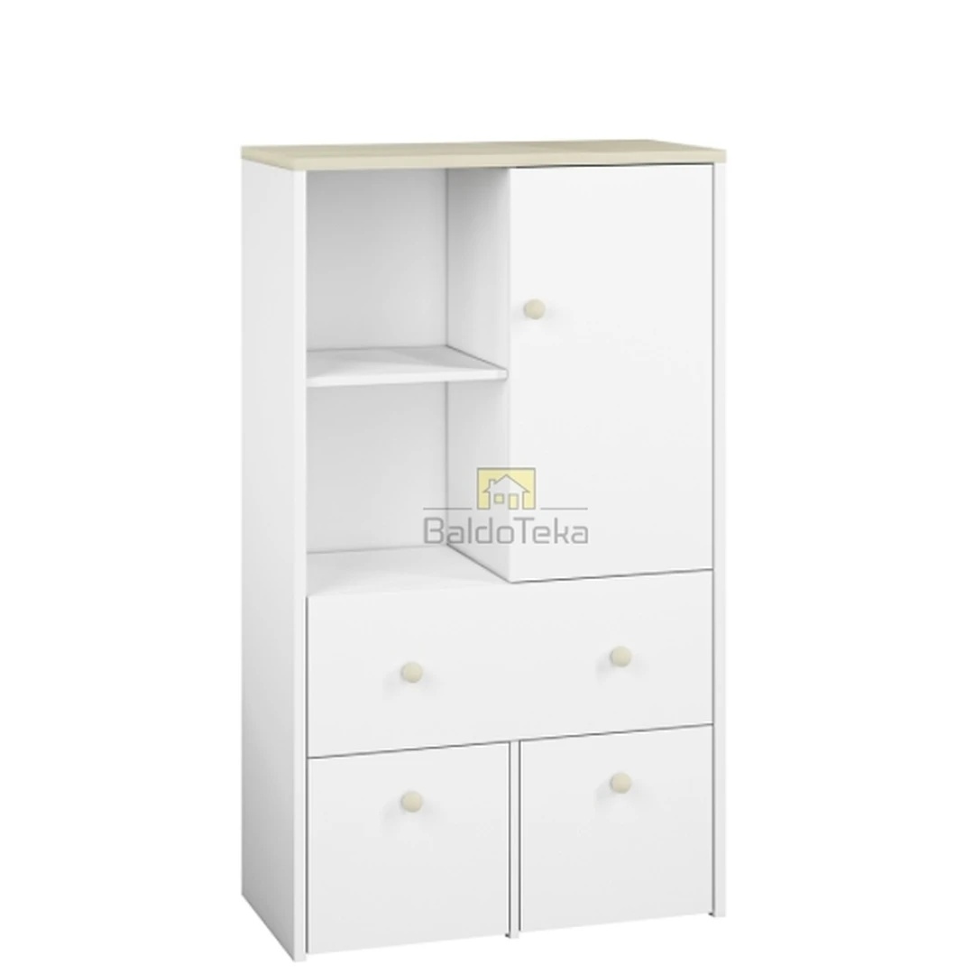 Aukščiausios kokybės baltas spintos stalas su Fjord spalvos detalėmis