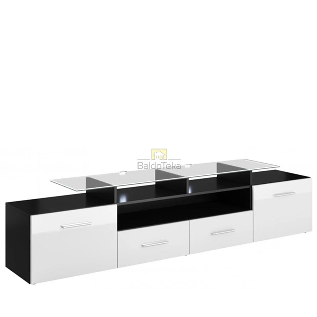 Moderni juoda ir balta spinta su apšvietimu