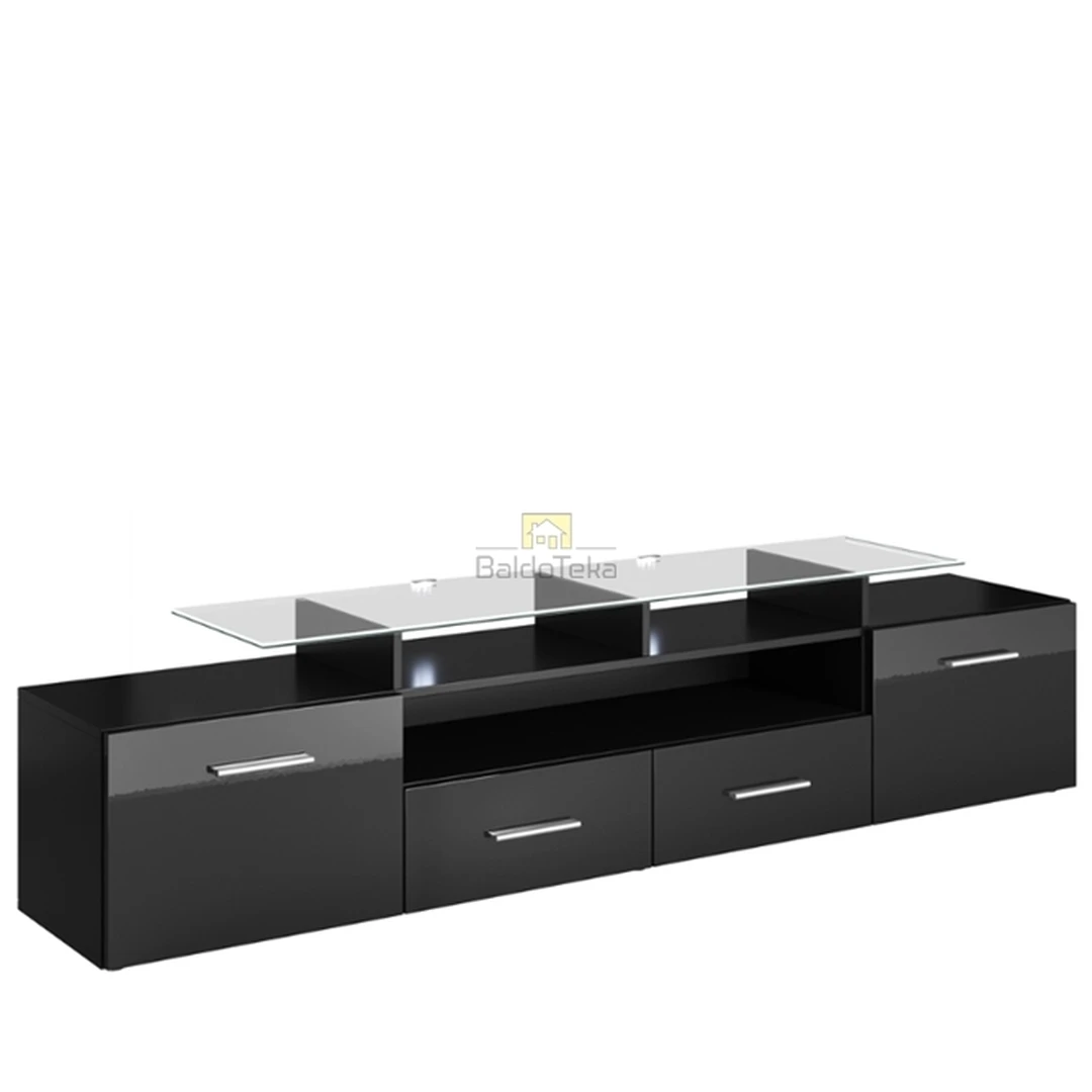 Moderni juoda spinta su blizgiais fasadais