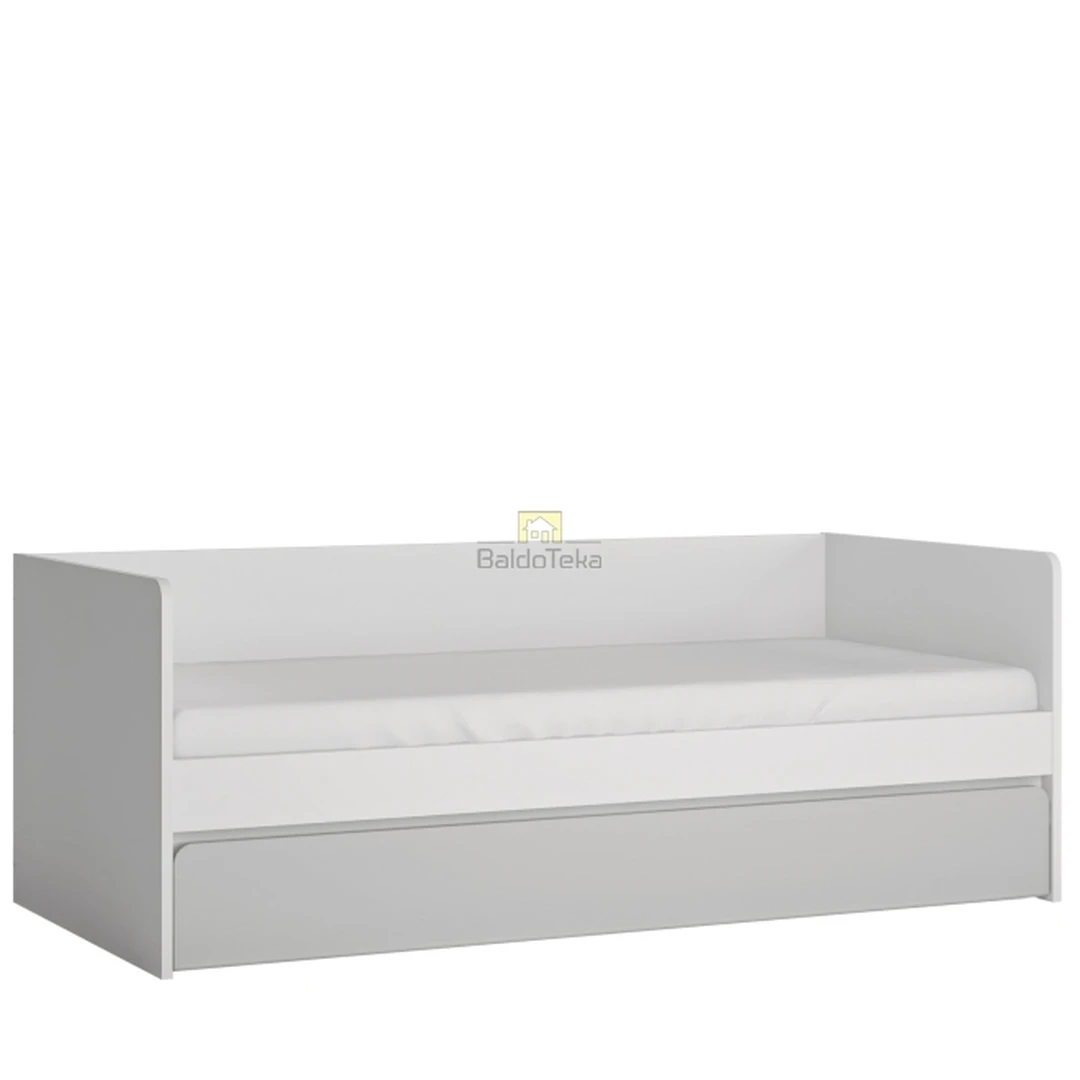 Moderni balta matinė lova su patalynės dėže