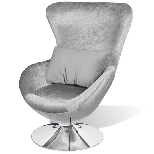 Fotelis, kiaušinio formos, sidabro spalvos - Foteliai
