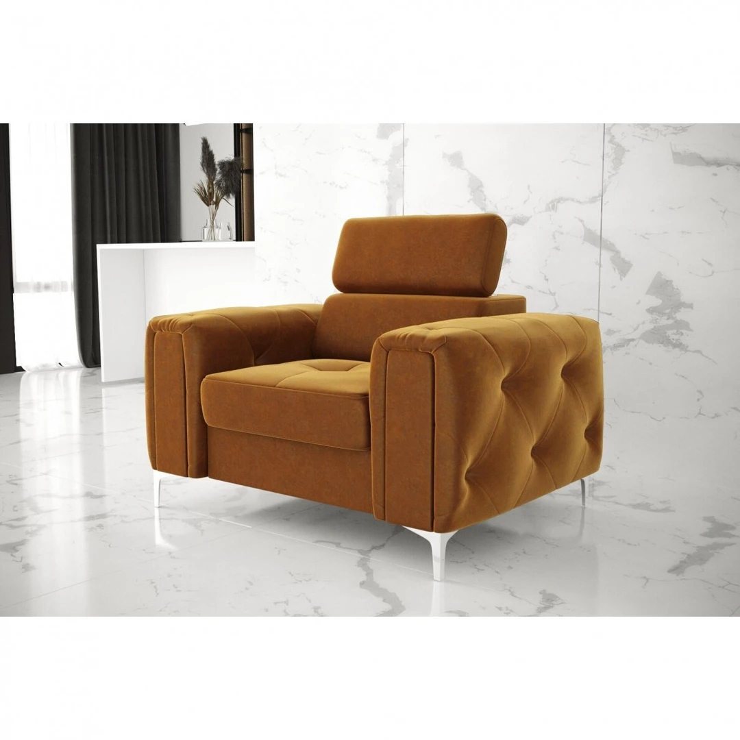 „Orion“ minkštų baldų kolekcija su glamūriniu dygsniuotu šonu