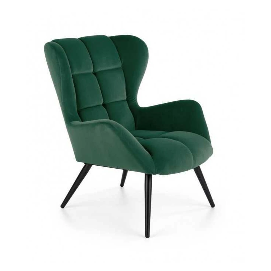 Moderni tamsiai žalia/ juoda spintelė su medžio masyvu ir audiniu