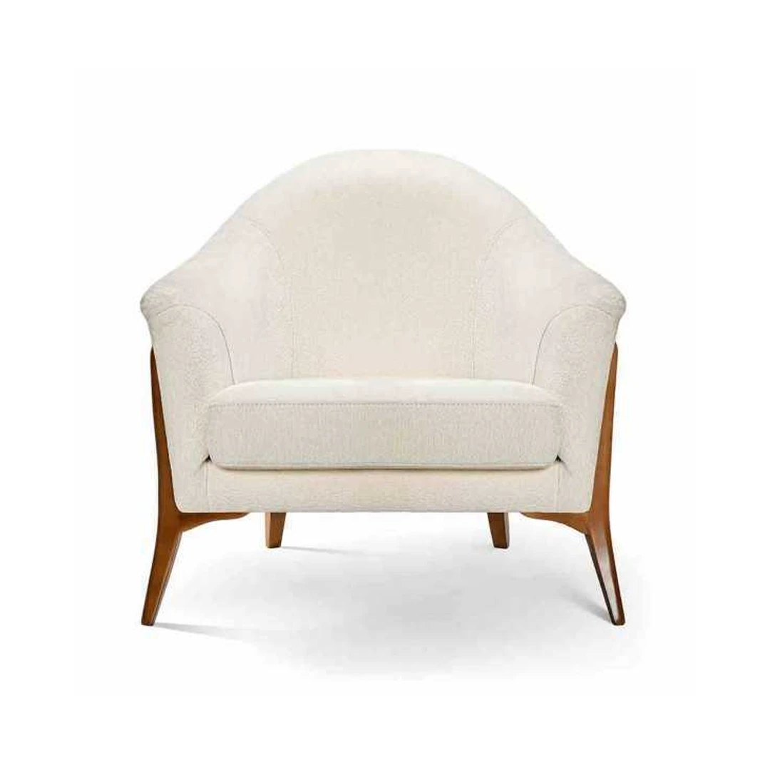 Įspūdingas medinis fotelis VITTORIA su riešutinės spalvos kojomis