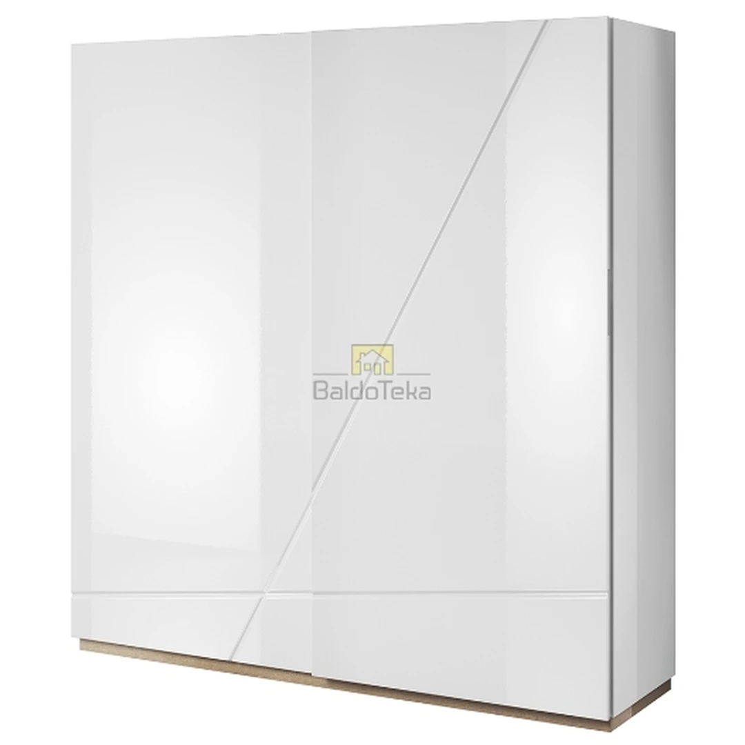 Šiuolaikiška spinta balta matinė/blizgi/ąžuolas riviera su apšvietimu