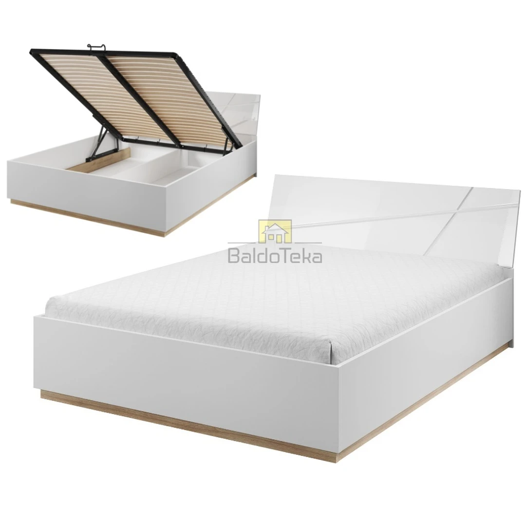 Ergonomiškas 180×200 cm čiužinys su grotelėmis ir patalynės dėže