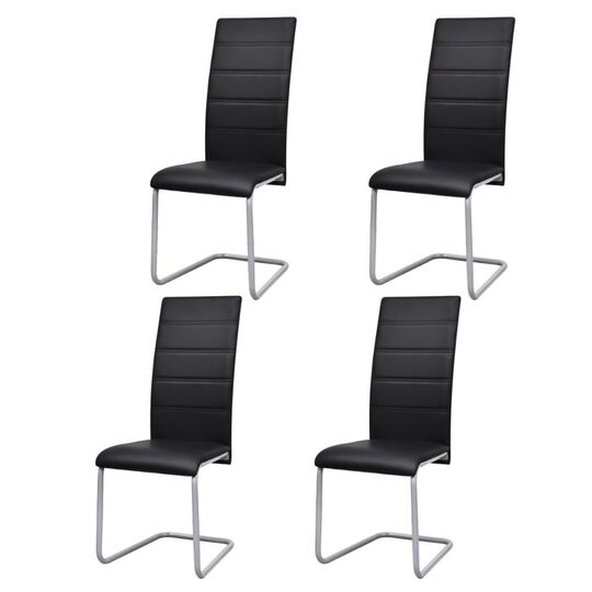 Gembinės valgomojo kėdės, 4vnt., juodos, dirbtinė oda - Kėdės