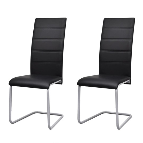 Gembinės valgomojo kėdės, juodos, 2vnt., dirbtinės odos - Kėdės