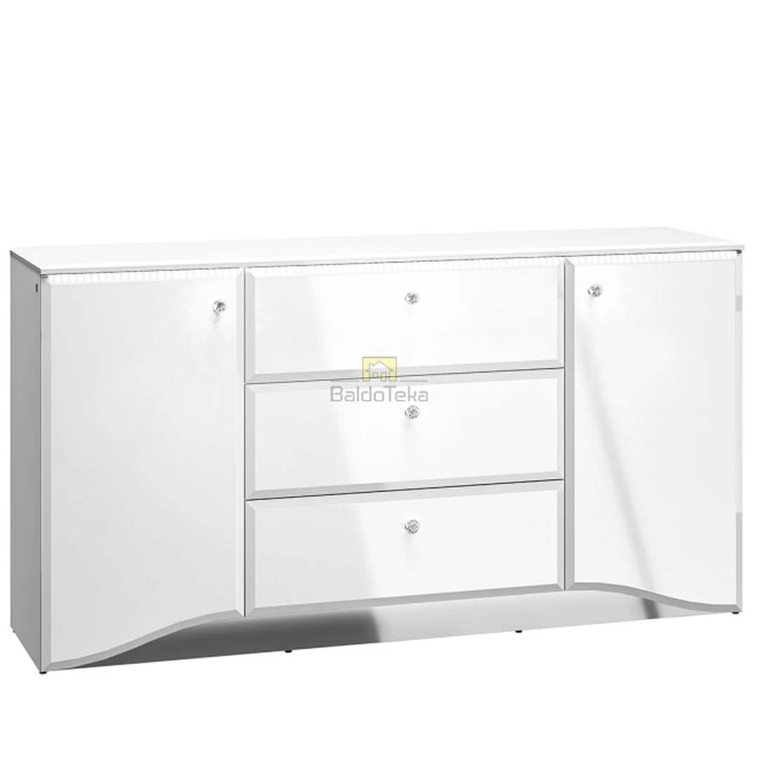 Ergonomiškas baltas matinis spintos stalas su LED apšvietimu