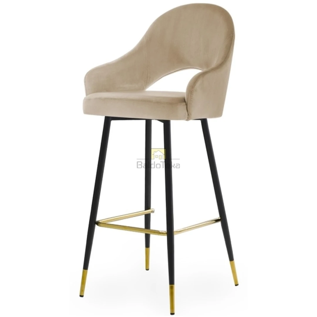 Ergonominė juoda kėdė su aksominiu audiniu ir aukso akcentais