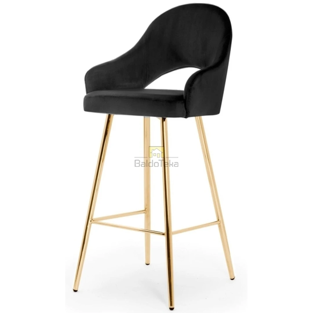 Ergonomiška juoda kėdė su aukso kojelėmis