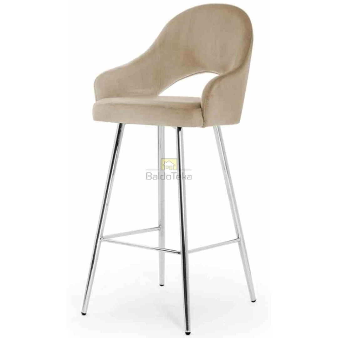 Ergonomiška kėdė su aksominiu audiniu ir chromuotomis kojelėmis