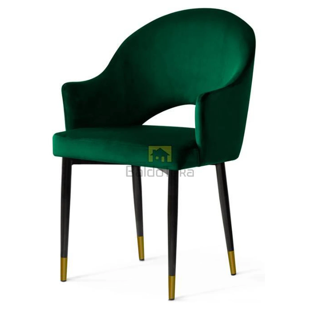 Ergonominė žalia kėdė su aksominiu audiniu ir aukso detalėmis