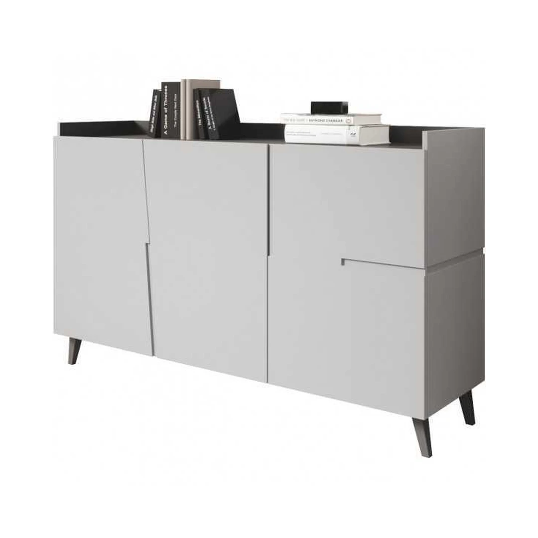 Šviesiai pilkas / juodas matinis spintos su pasukamomis durimis