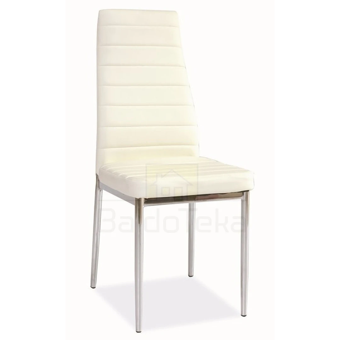 Stylinginės baltos kėdės su chromuotu metaliniu rėmu