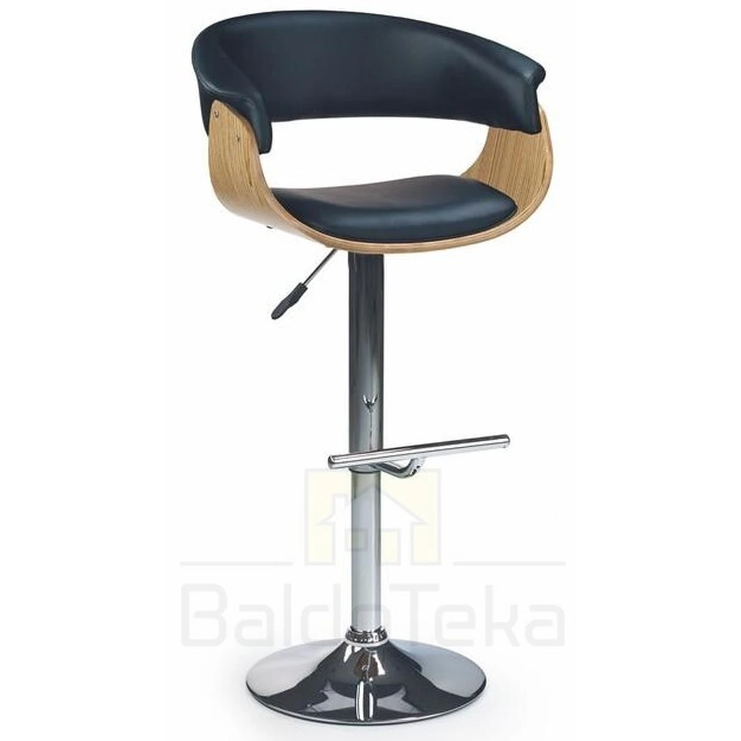 Šviesaus ąžuolo ir juodos spalvos stalo stalelis su natūralia medžio faneruote