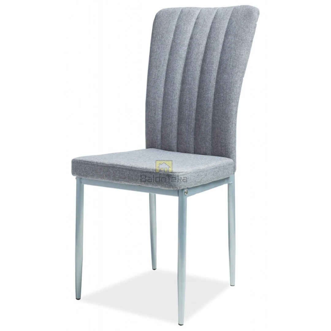 Modernus gobeleno ir metalo stalas – 48-96/40/40 cm, pilka/balta