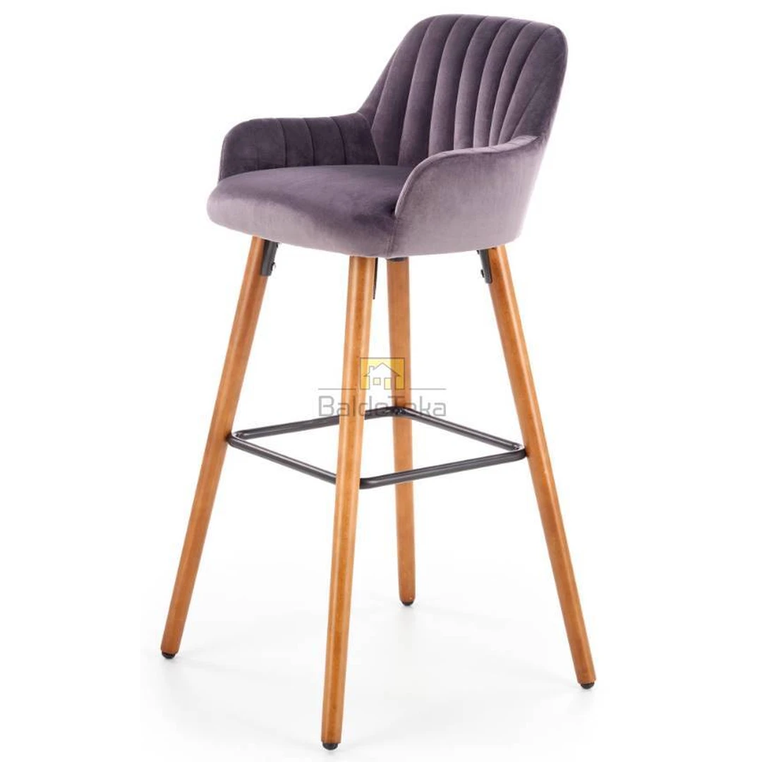 Elegantiški gobeleno ir medžio kėdės – tamsiai pilka/riešutas