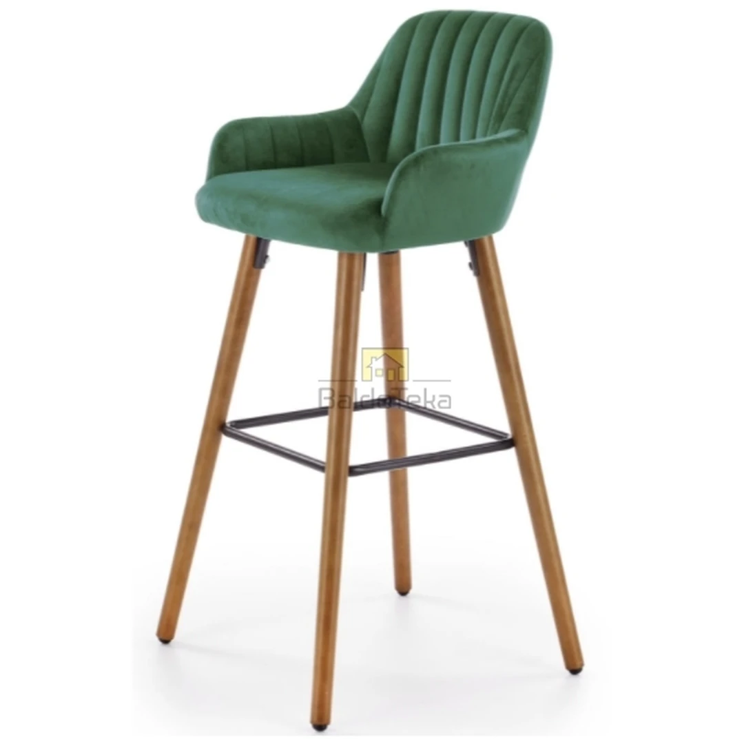 Elegantiški gobeleno ir medžio kėdės tamsiai žalia spalva