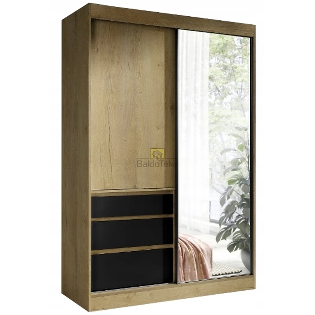 Įspūdingas ąžuolo lefko spalvos spintas veidrodžiu