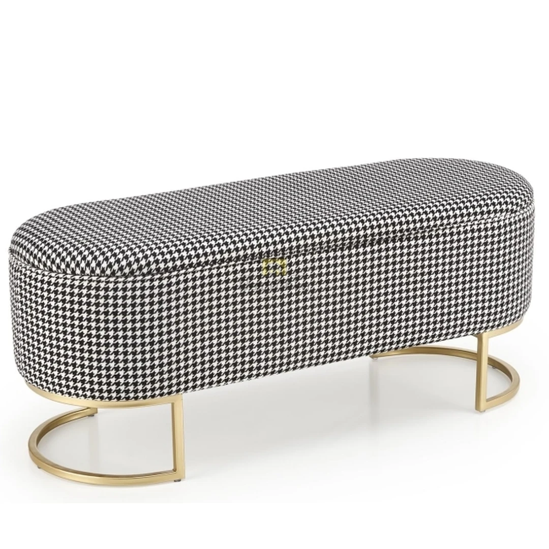 Elegantiški gobeleno ir metalo kėdės – balta/juoda/aukso