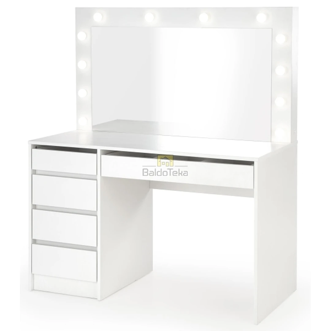 Šiuolaikiška spinta su LED apšvietimu, balta matinė