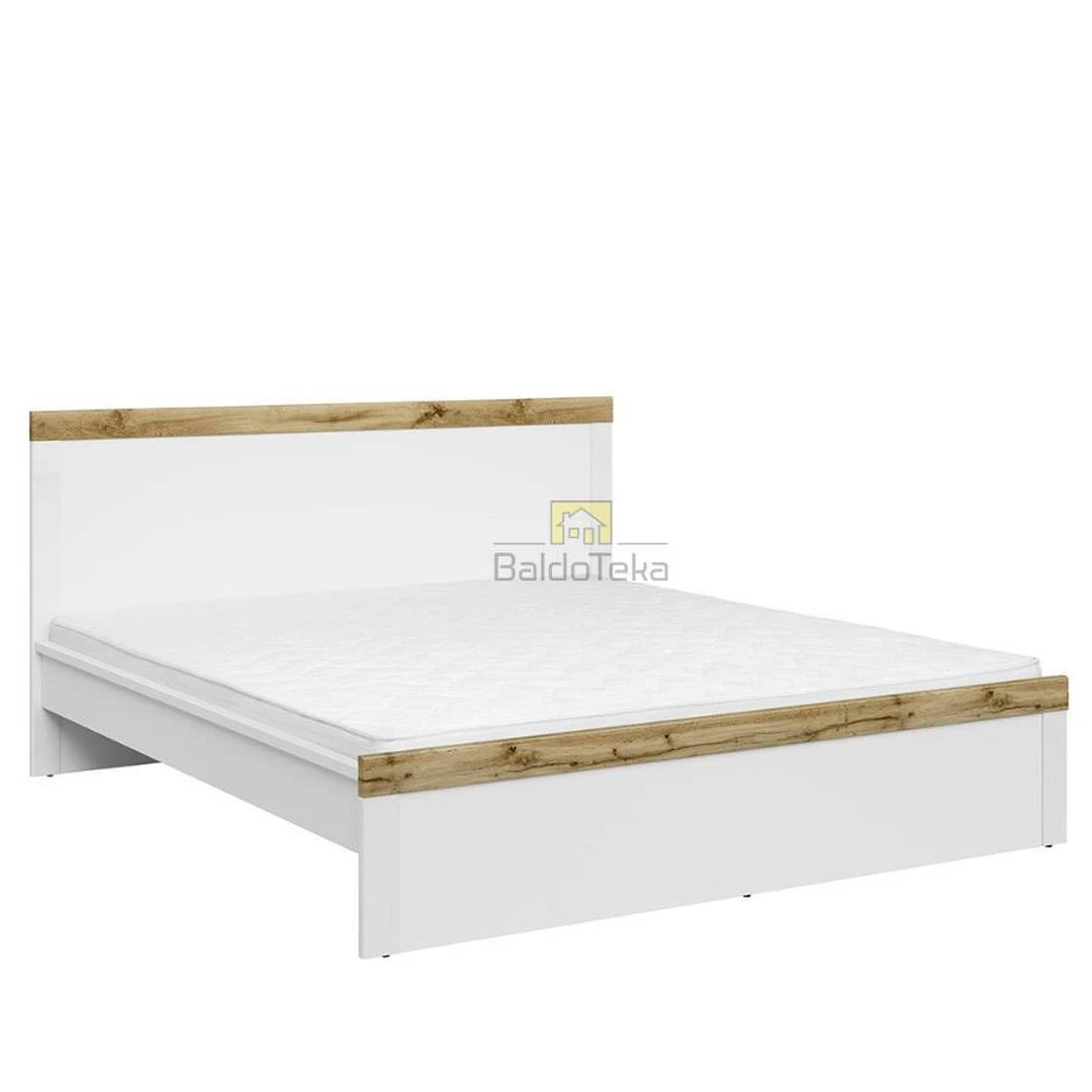 Ergonomiškas 180×200 cm lovos rėmas balta matinė/ąžuolo Wotan