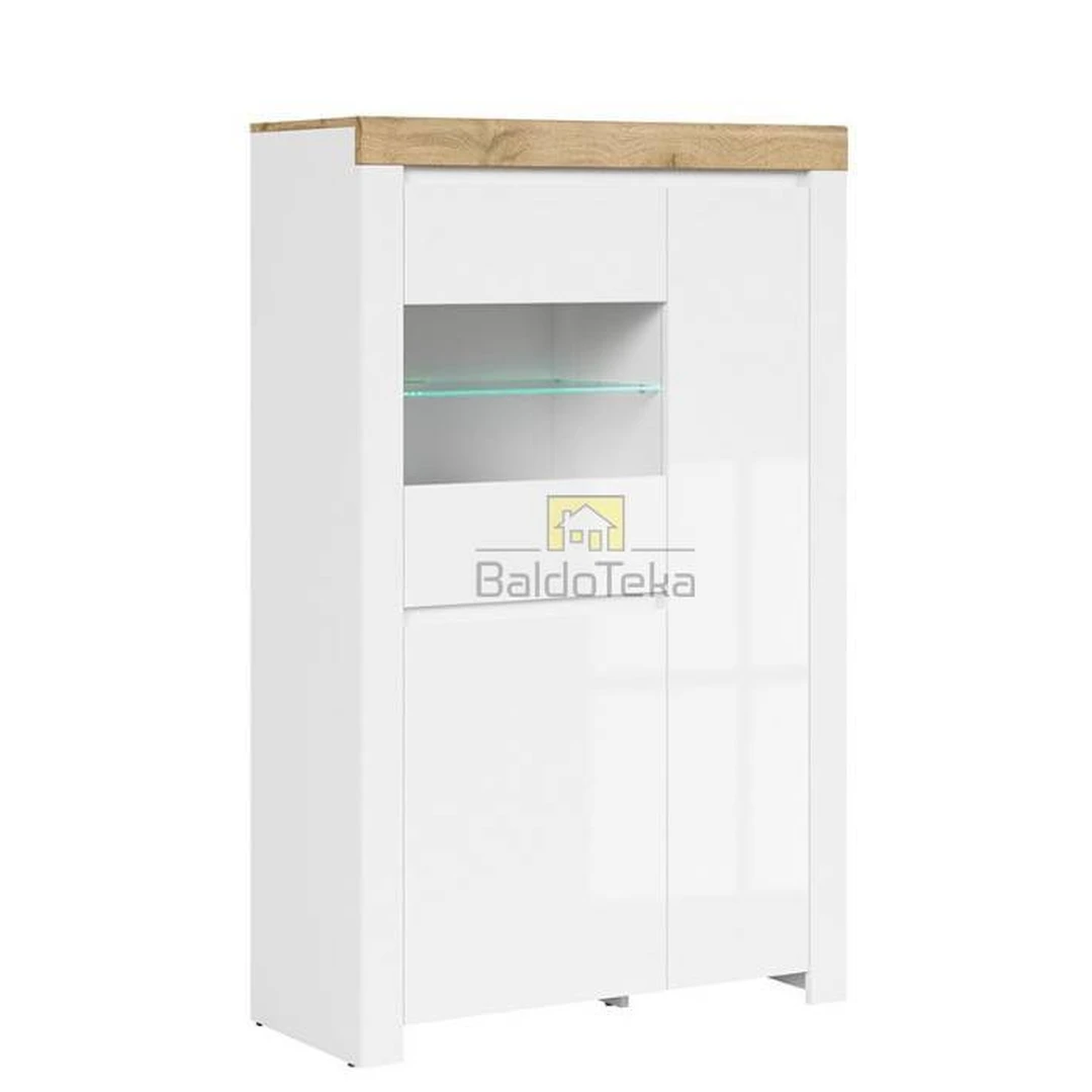 Modernus baltas matinis spintos korpusas su blizgiais fasadais