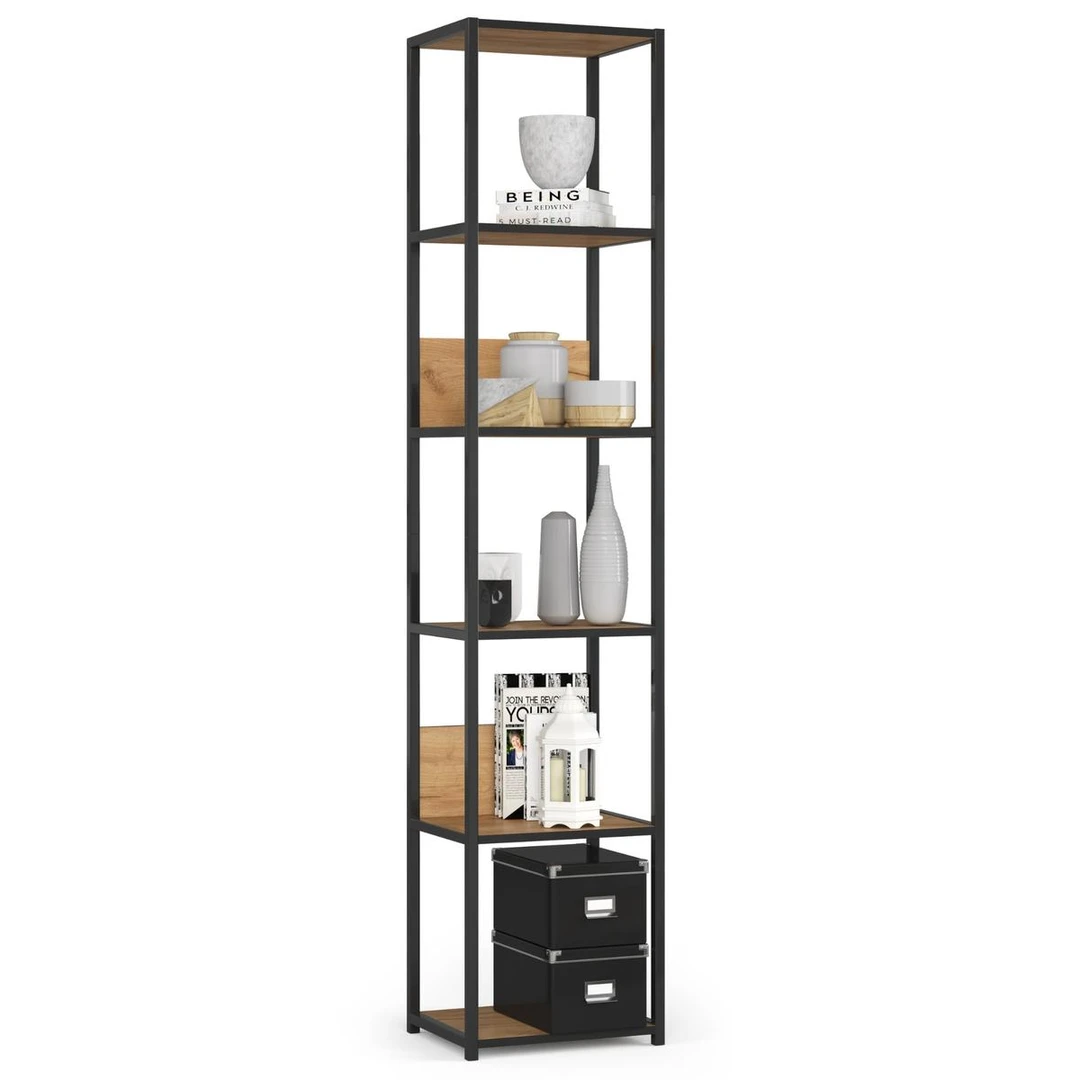 Industrinė lentyna LOFT, 6 lentynos, juodos spalvos, 40 × 192 × 32 cm - Lentynos