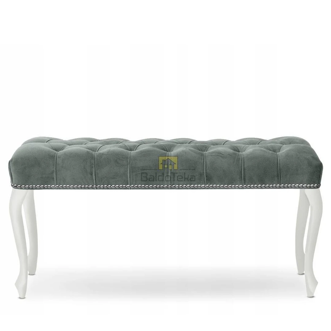 Ergonominė sofos suolelis su aksominiu audiniu ir medinėmis kojelėmis