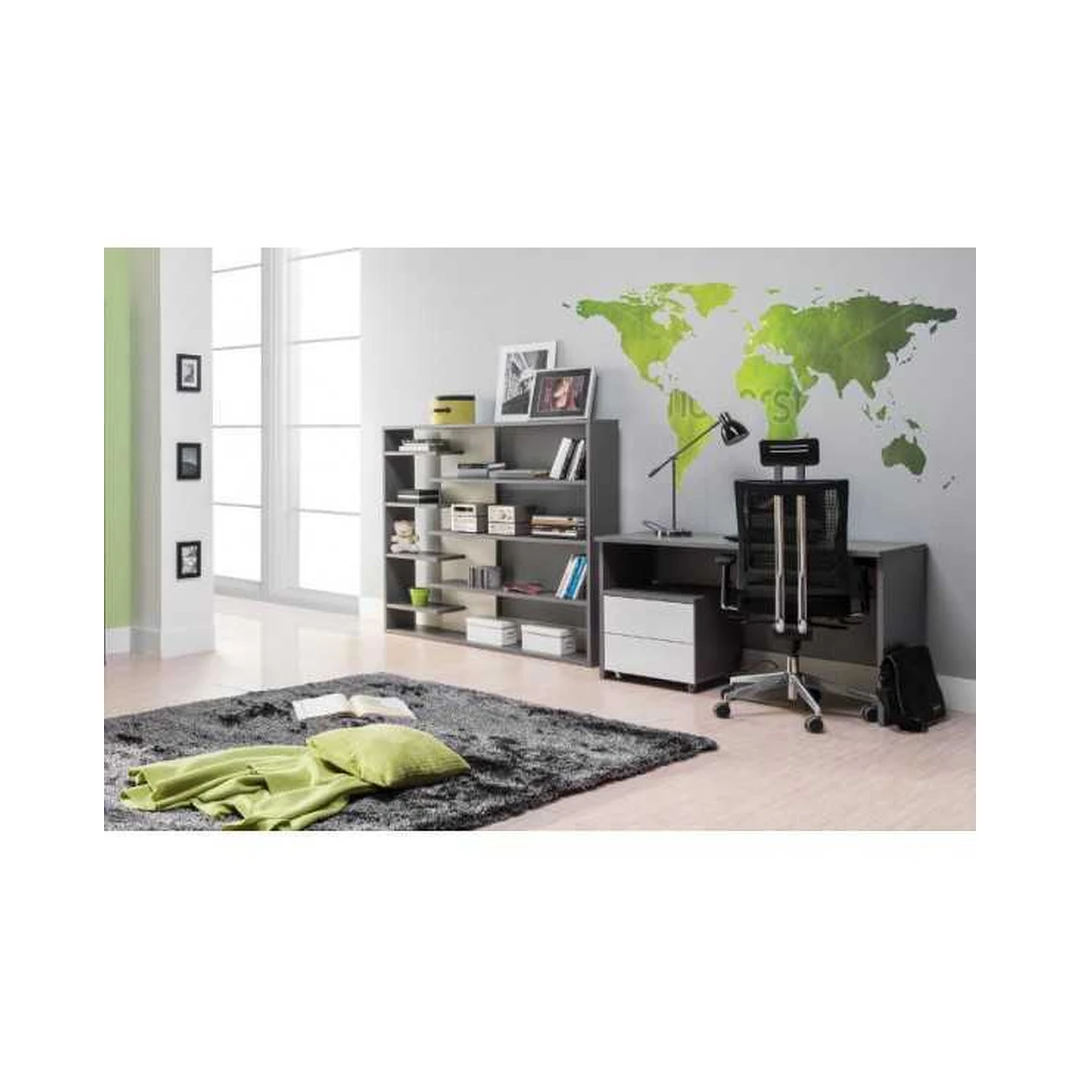 Moderni knygų spinta Z02 – pelenų arba balta blizgi