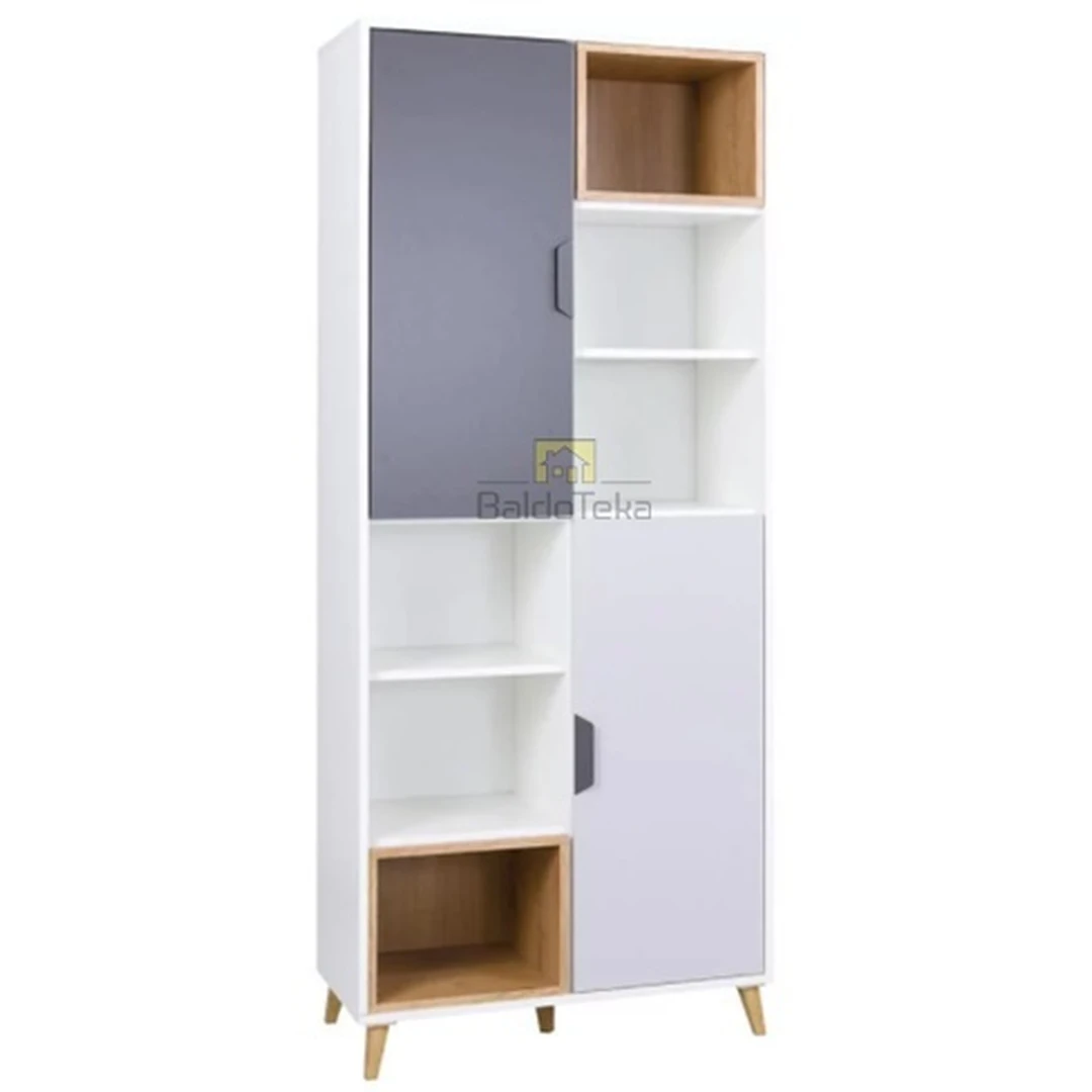 Šiuolaikiška spinta balta matinė, grafit, pilka, ąžuolas lefkas