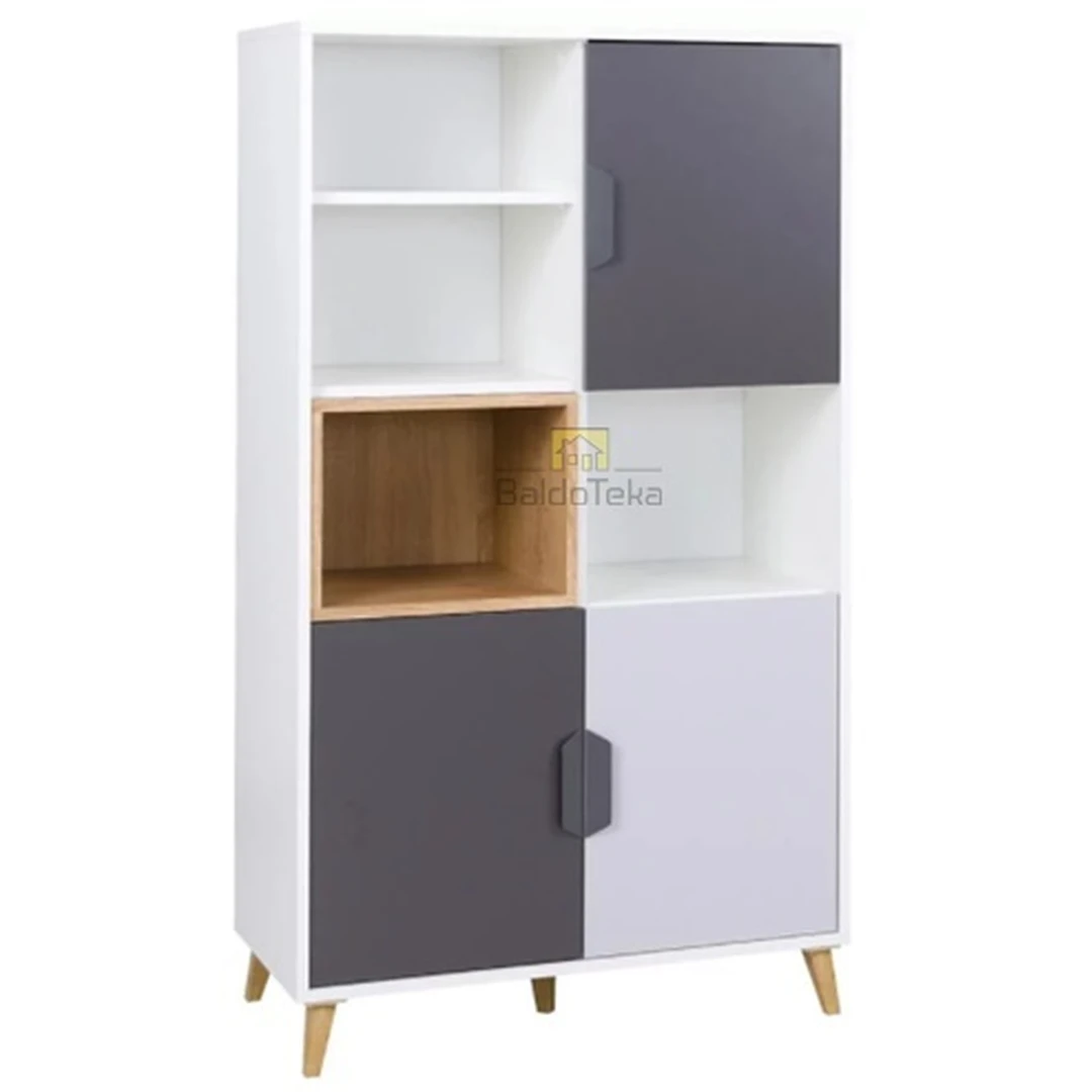 Šiuolaikiška spinta balta matinė, grafit, pilka, ąžuolo lefkas