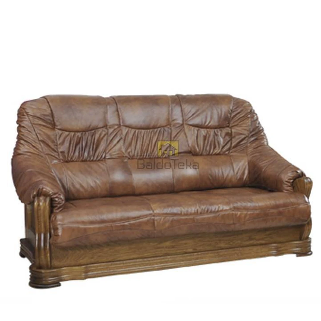 Natūralios odos ir ąžuolo masyvo sofos