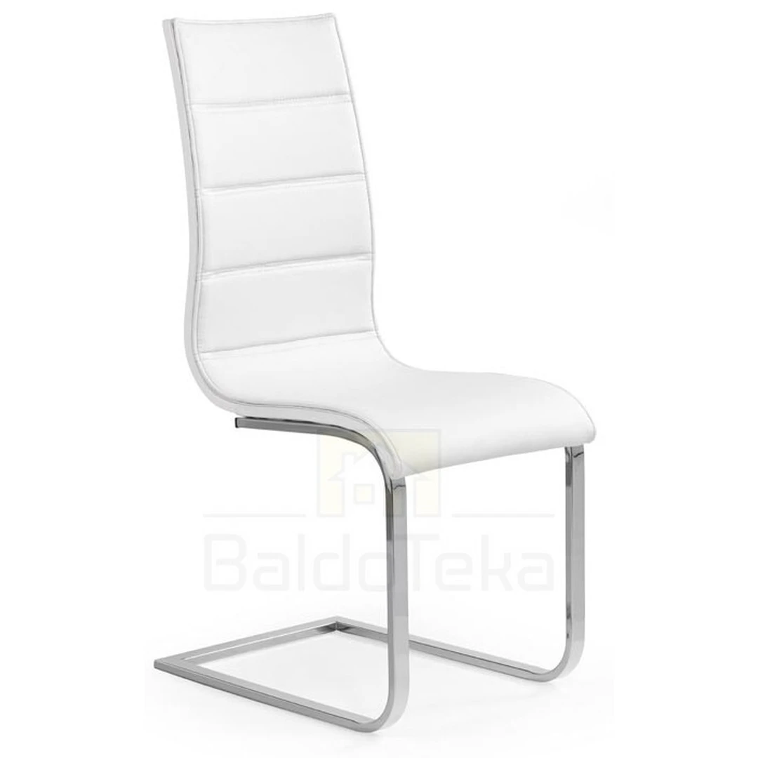 Šiuolaikiška baltos spalvos kėdė su blizgiu apdailu