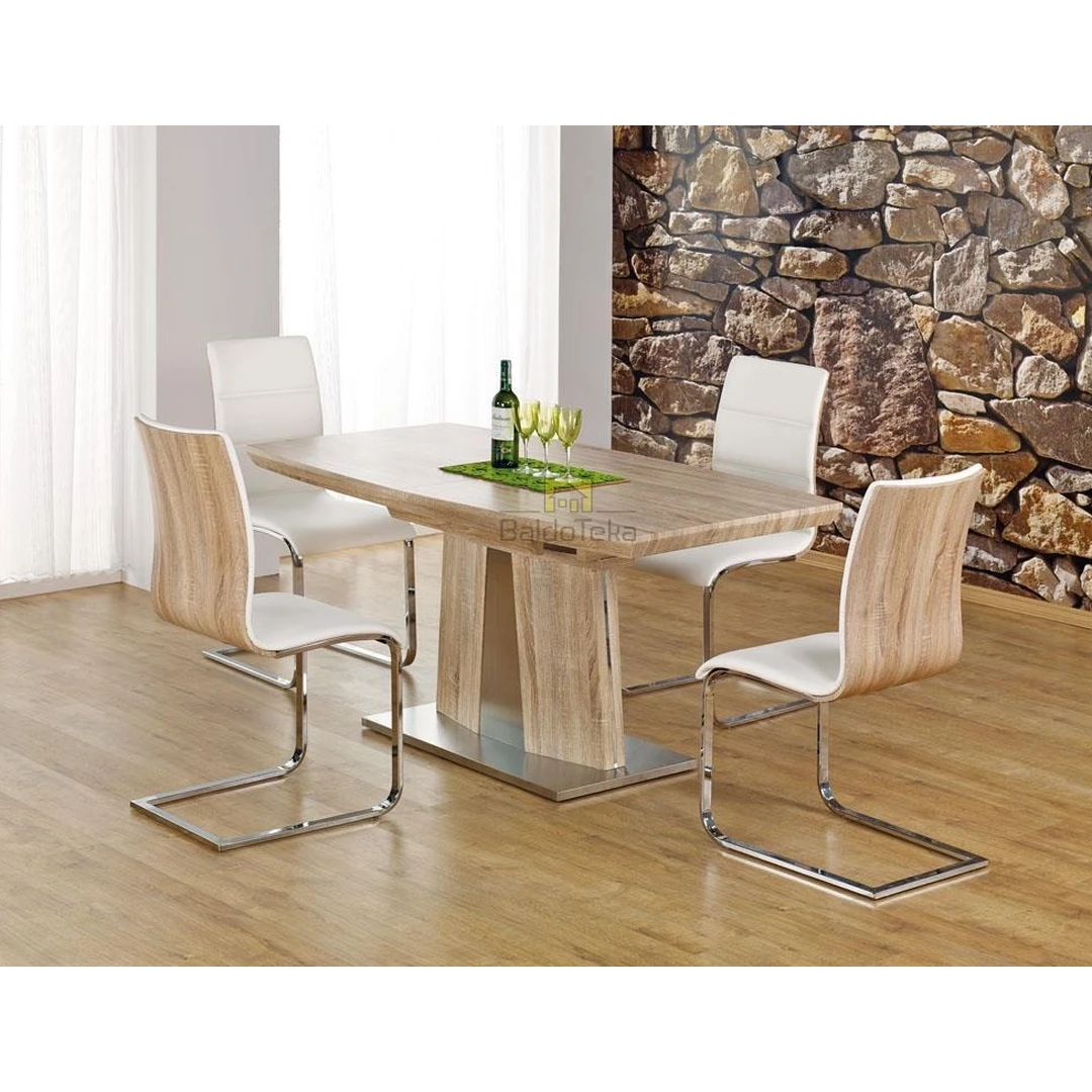 Šiuolaikinės kėdės su ekologine medžiaga ir chromuotu metalu