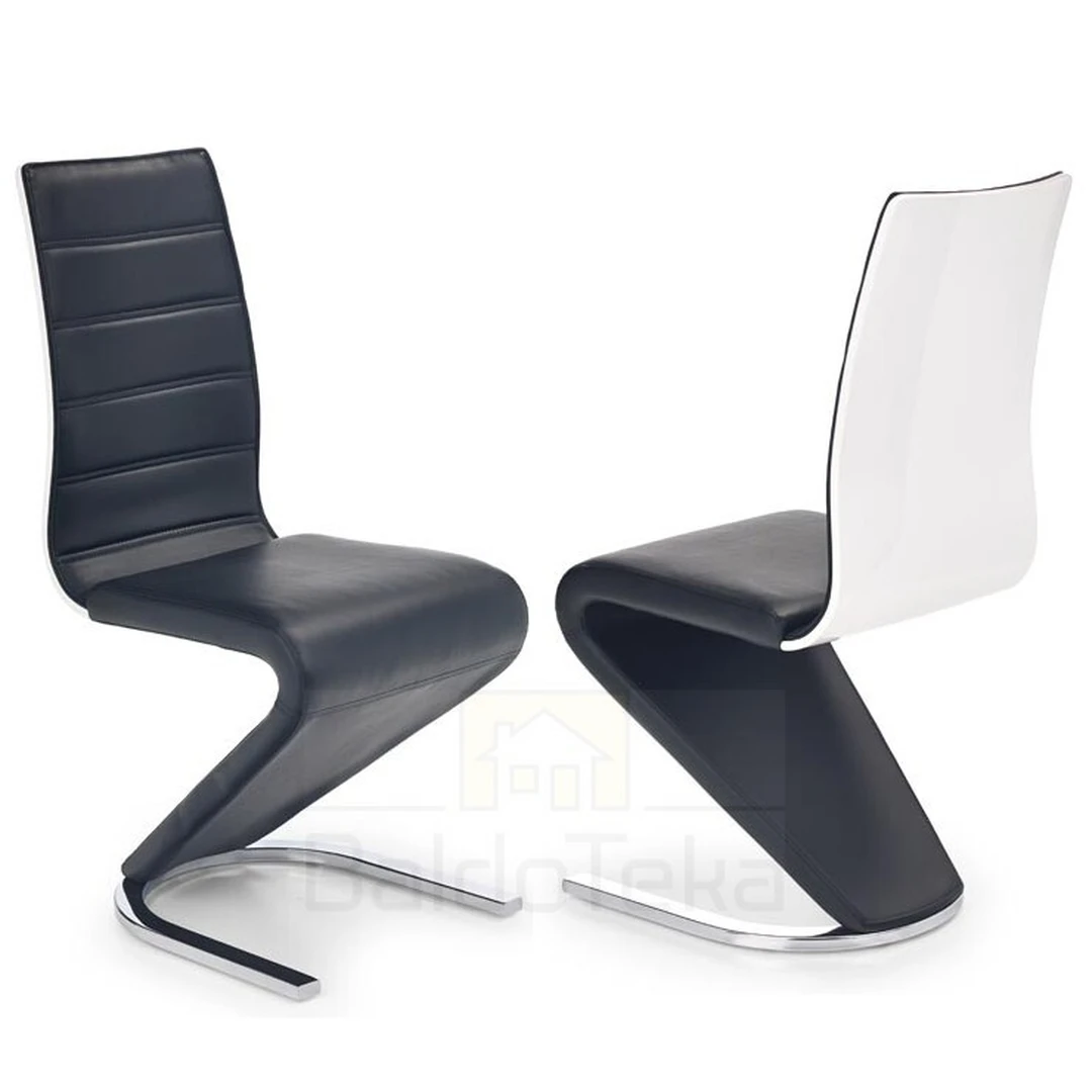 Moderni juoda ir balta blizgi spinta su chromuotu metalu