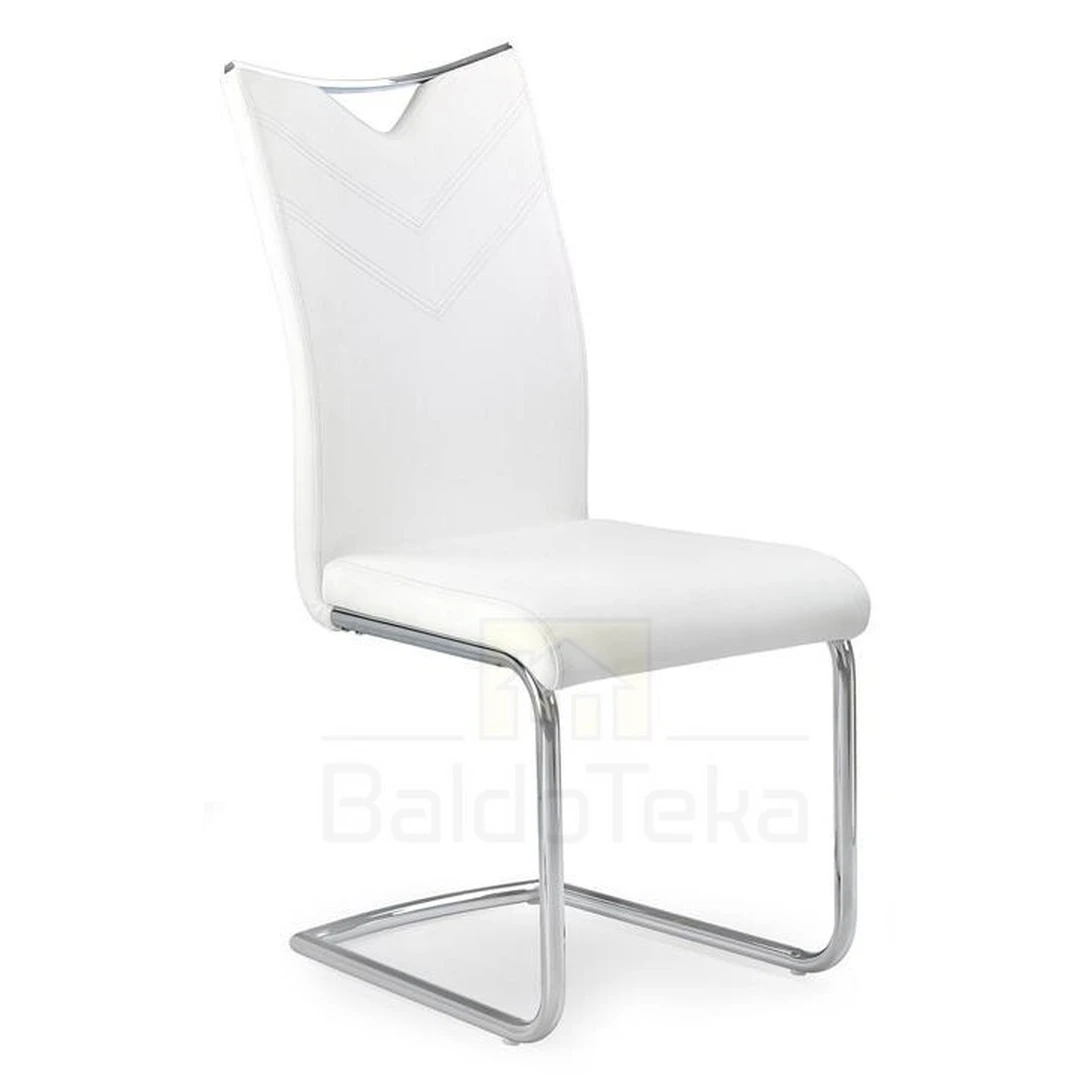 Stylinginės baltos kėdės su chromuotu metaliniu karkasu