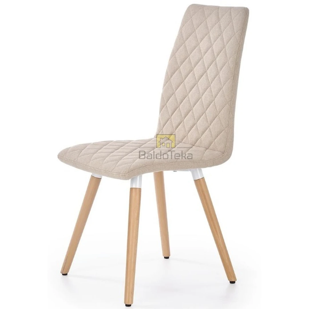 Elegantiškos gobeleno kėdės su natūraliu medžiu